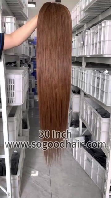 30" Straight 4# Warm Brown Lace Frontal Wig